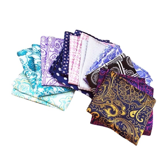 Mens Set of 11 Paisley Silk Blend Pocket Squares - Picture 7 of 7
